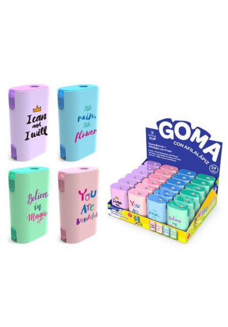 Goma y sacapuntas